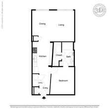 A2-  1 bedroom, 1 bath 204 floor plan